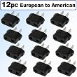 Top Brand European To American Outlet Plug Adapter 12 Pack