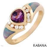 KABANAMadeinUsaWonderfulHighqualityRingWith0.85ctwPreciousStones-GenuineSuperCleanDiamonds,OpalsandAmethystin14KYellowGold(Size6)