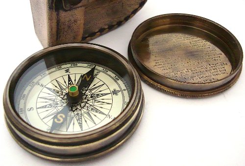 Robert Frost Poem Compass-Pocket Compass W Leather Case
