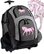 Pink Horse Rolling Backpack Deluxe Gray Horses - Our Best Backpacks Bags with Wheels or School Trolley Bags Carry-Ons - Unique Gifts