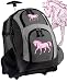 Pink Horse Rolling Backpack Deluxe Gray Horses - Our Best Backpacks Bags with Wheels or School Trolley Bags Carry-Ons - Unique Gifts