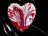 Red & White Bijou Glass Heart Swirl