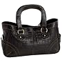 Embassy&trade; Black Genuine Leather Handbag with Alligator Embossing
