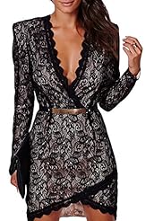 Sexy V-neck Brocade Above the Knee Long Sleeves Embroidered Belted Lace  Dress
