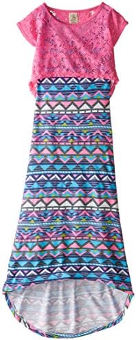 One Step Up Big Girls' Maxi Dress with Lace Popover, Sugar Plum, Small