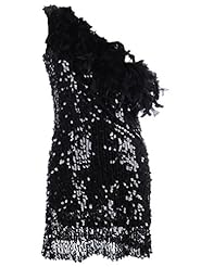 Sequined Feathers Asymmetric  Dress