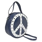 Ashley M Rhinestone peace sign cross shoulder bag