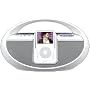 iLive IBR2807DP iPod Docking System/Boombox with Speakers, AM/FM Radio in White