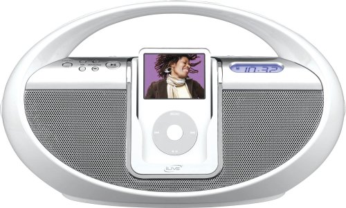 iLive IBR2807DP iPod Docking System Boombox with Speakers AM FM Radio in White