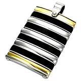 Contemporary Stainless Steel Mens Pendant with Silver Gold & Black