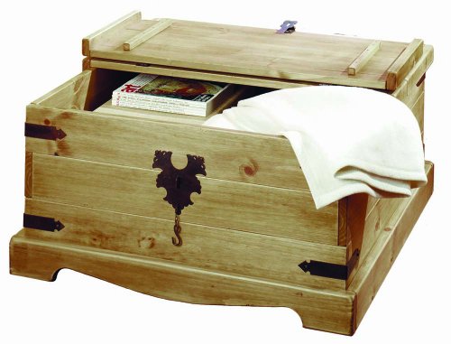 Ambientehome 57023 Truhe Donez Kiefer massiv antik gewachst T/B/H 86 x 91 x 45 cm