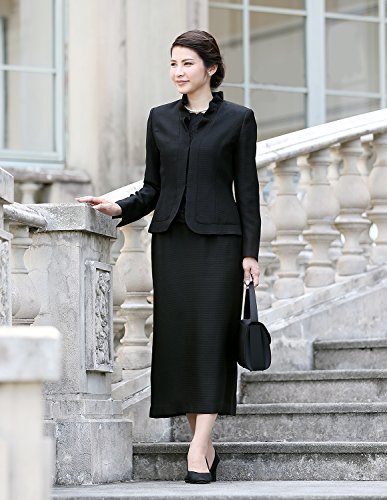 （ニナーズ）nina's YB-1488 ブラックフォーマル 米沢織 レディース スーツ アンサンブル 喪服 礼服 (15号)