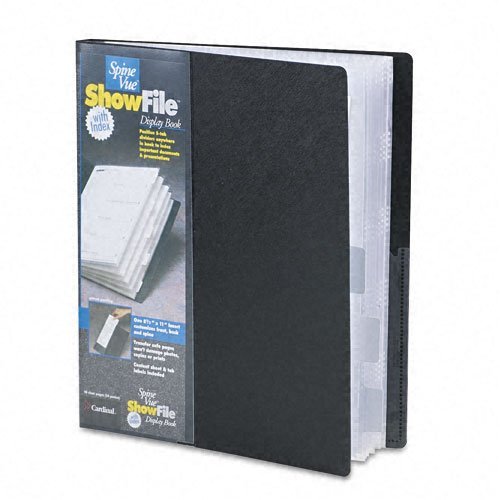 TOPS Cardinal SpineVue ShowFile Display Book with Index, Wraparound Pocket, 24 Sleeves, 5 Dividers, 8.5 x 11 Inch Sheet Size, Black (51336)