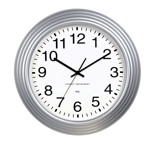 Chaney Instruments 16-Inch Silver Wall Clock with Set & Forget Technology