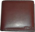 COACH Men's Bleeker Legacy Leather Double Billfold ID Passcase Wallet Burgundy 74345