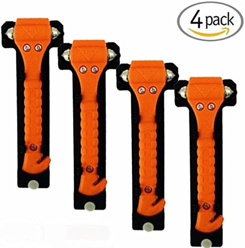 Original Auto Safety Life Escape Hammer / Emergency Rescue Hammer - Windows Punch & Seatbelt Cutter, 4 Pack