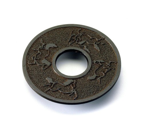 Joyce Chen 6-Inch Japanese Tetsubin Cast-Iron Year of the Horse Trivet, Saddle Brown