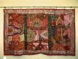 Vintage Indian Patchwork Burnt Red Beaded Sari Tapestry Wall Hanging Throw 72x45