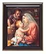 Holy Family in Gloss Walnut Wood Frame with Gold Trim, 10.75" x 12.75" - MADE IN ITALY