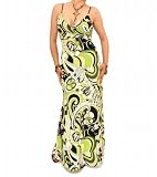 Blue Banana Green Retro Print Long Maxi Dress
