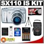 Canon PowerShot SX110 IS 9.0MP Digital Camera (Silver) + 4GB SD Card + Precision Design Accessory Kit