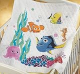 Janlynn Stamped Cross Stitch Kit, 43-1/2-Inch by 34-Inch, Nemo and Friends Quilt