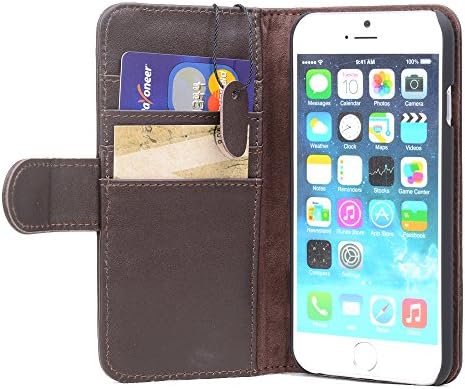 Moray Iphone 6 Case Handmade Genuine Leather Wallet Cover (4.7dark Brown)