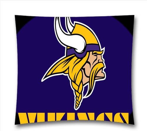 NFL Minnesota Vikings Graphic Snap on Pillowcase-Kings Bedding Decortative Piilow Case-18"x18" Cotton Cushion Cover-Pillowcase for Football Fans