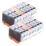2x Full Set of 8 Canon CLI-8 (16 Inks) Compatible Chipped Printer Ink Cartridges - Black / Cyan / Magenta / Yellow / Photo Cyan / Photo Magenta / Green / Red for Canon Pixma Pro 9000, Pro 9000 Mark II (Contains: 2x CLI-8Bk, CLI-8C, CLI-8M, CLI-8Y, CLI-8PC, CLI-8PM, CLI-8R, CLI-8G)