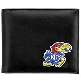 Kansas Jayhawks Black Leather Embroidered Billfold Wallet