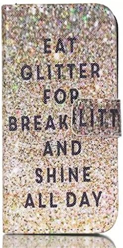 iPhone 6 Plus Case,Yourfairy [Stand Feature] Case Wallet [Wallet S] Premium Wallet Case Flip Cover for Apple iPhone 6 Plus 5.5 Inch Case(Eat Glitter Breakfast and Shine All Day),Sent Stylus Pen