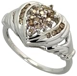 51 3bMp5ylL. SL160  14k White Gold Claddagh Cluster Ring, w/ 1/4 Carat Brilliant Cut Diamonds, 7/16 in. (11mm) wide , size 6.5