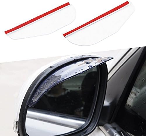 Mirroshield | 2pcs Ultra-flexible PVC Universal Car Side Rearview Mirror Rainproof Clear Blade / Shade / Shield / Eyebrows, 3M Double Adhesive Installation, 7 x 2in