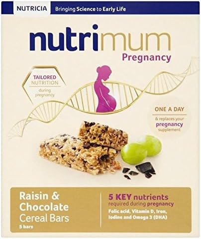 Nutrimum Raisin &amp; Chocolate Pregnancy Cereal Bar 5 x 40g - Pack of 6