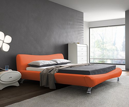 US Pride Furniture B8064-EK Joyce Leather Contemporary Platform Bed, Eastern King, Red