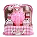 Bath Body Shower Spa Gift Set for Women or Teen Girls - Freesia Scented Pamper Products in Pink Gingham Train Case - Valentines Day Gift Idea for Her