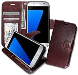 S7 [ Wallet ] Case, Samsung S 7 Soft Leather Flip Cover with [ Foldable Stand ] Pockets for ID, Credit Cards, Kickstand Features (Brown)