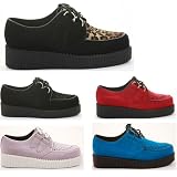 Womens Creepers Lace Up Style Low Wedge Flat Heel Platform Goth Punk Shoes Size