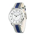 AK Anne Klein Women's Easy to Read Silver-Tone Grosgrain Leather Strap Watch #109071SVBL