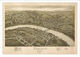Historic Fairmont, West Virginia, c. 1897, Bird's Eye View Map, Unframed, S-MU