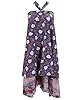 Beach Wraps Skirt Wraparound Boho Purple Printed Vintage Sari Wrap Dress for Women