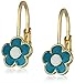 Little Miss Twin Stars Kids Earrings - 14k Gold Plated Flower Leverback Earrings-Hypoallergenic and Nickel Free For Sensitive Ears