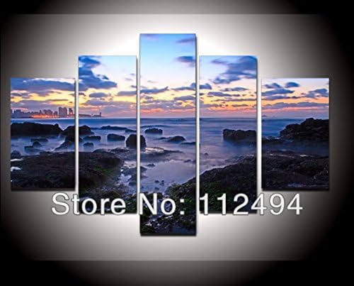 100% handmade sunrise abstract Beautiful clouds oil painting On Canvas 5 panel wall decore pictures with frame FS/762
