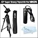 Pro 72 Super Strong Tripod w/ Case + Remote Switch For Nikon D3100 D5000 D7000 D5100 D90 DSLR Digital Camera + ButterflyPhoto MicroFiber Cleaning Cloth