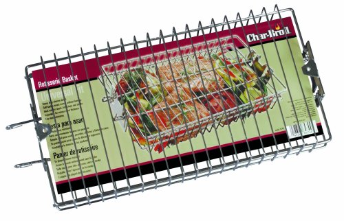 Char-Broil 2184744 Expandable Chrome-Plated Flat Rotisserie Basket