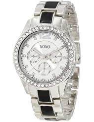 XOXO Womens XO5480 Silver-Tone And Black Bracelet With Rhinestones Bezel Watch