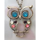 Acrylic Diamond Alloy Metal Owl Pendant Necklace