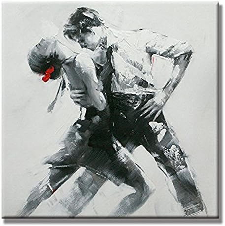 WALL ARTS Hand Painted Oil Painting People Tango Dancer with Stretched Frame 24 x 24 Inch For Room