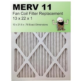 MERV 11 Fan Coil Air Filter 13x22x1 (13x21.5x.75), 6-Pack, For Bryant/Carrier Units: Home Improvement