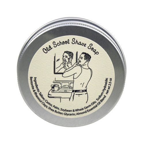 Old School Shave Soap - Hand Made, with Tallow, in Aluminum Travel & Storage Canister